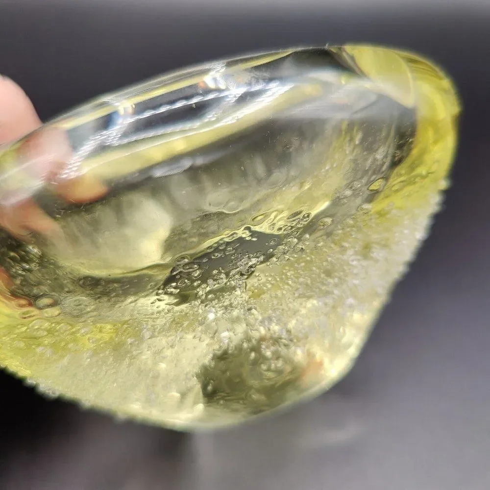 Vintage Yellow Ashtray Hand Cut Lead Crystal Textured Webb Continental Hungary